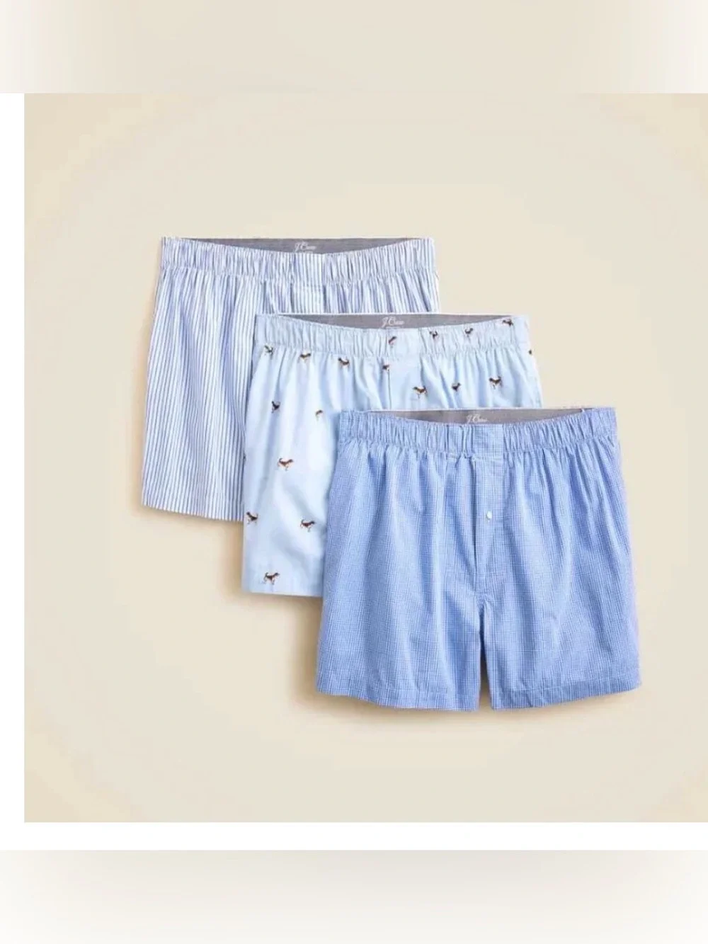 J. Crew Men's Woven boxers multipack 3 pairs Size XS Cotton Underwear Blues
